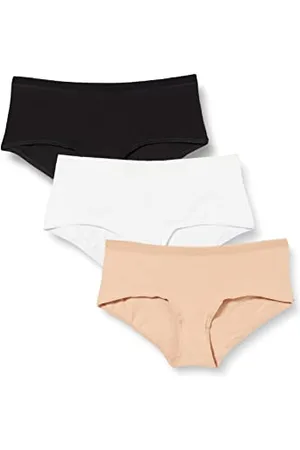 ATHENA Lot de 3 Boxers Femme Ecopack Basic - Confort et Naturalité du Coton Stretch Ultra Doux, sans Etiquette, ni Gêne ni Irritation - Label Oeko-TEX - -Blanc-Skin, 6 (44-46)