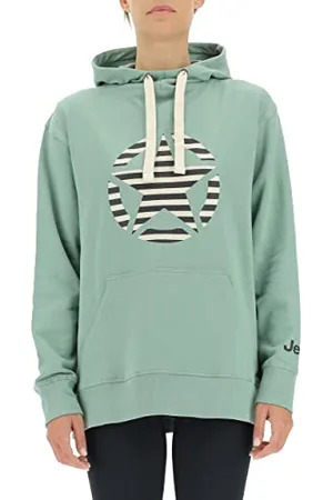 Jeep O102608-E854 J Woman Hooded Oversize Sweatshirt Star Striped Print J22W S