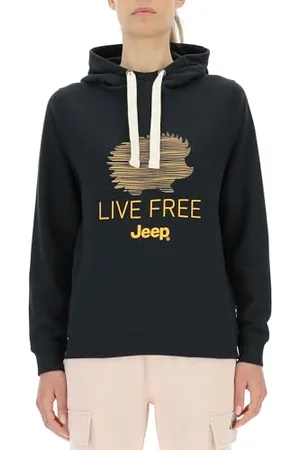 Jeep O102919-B000 J Sweatshirt Femme À Capuche Hérisson - Live Free Grande Impression J23W Black XL