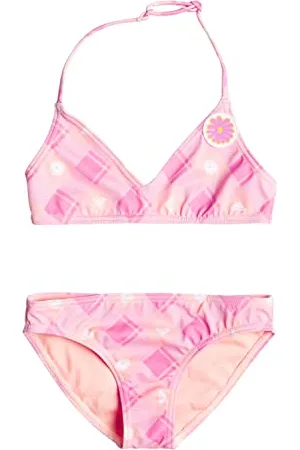 Roxy Flower Plaid - Conjunto de bikini triangular para Chicas 2-7