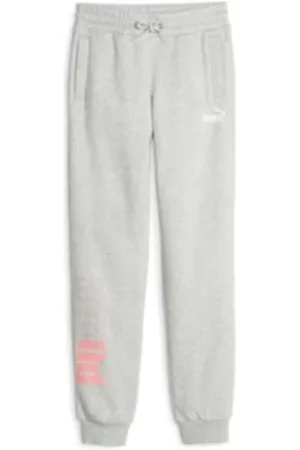 PUMA Power Colorblock Pantalon de survêtement FL G tricoté Fille, Gris Clair chiné, 152