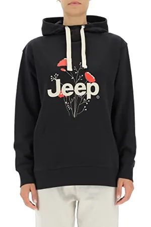 Jeep O102606-B000 J Woman Hooded Oversize Sweatshirt Botanical Print J22W Black L