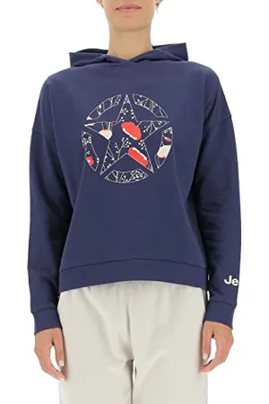 Jeep O102607-A184 J Woman Hooded Cropped Sweatshirt Star Botanical Print J22W M
