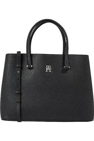 Tommy Hilfiger Femme Sac Emblem Satchel avec Poches Intérieures, Multicolore (Black), Taille Unique