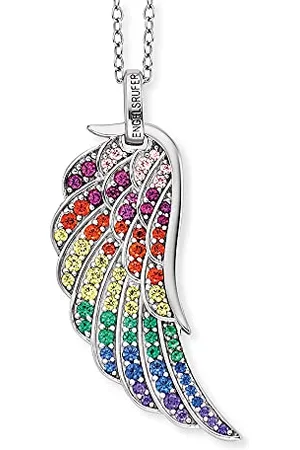 Engelsrufer ERN-WING-ZIM Chaîne pour femme en argent 925 avec ailes et zircons multicolores, 29mm, Argent sterling, Zircone cubique