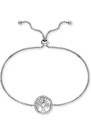 Engelsrufer Bracelet pour femme en argent sterling et pendentif arbre de vie – Longueur réglable – Sans nickel, 13,5mm, Argent sterling, Oxyde de zirconium