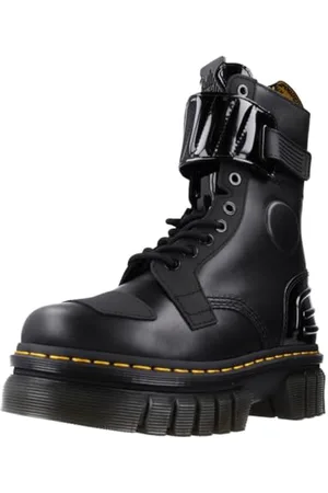 Dr. Martens DR MARTENS Femme 10 Eye Boot, Black Nappa Lux & Black Ajax & Black Soft Patent PU, 40 EU
