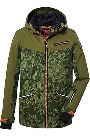 Killtec Garcon Veste de ski/veste fonctionnelle avec capuche et jupe pare-neige KSW 124 BYS SKI JCKT, olive, 176, 39664-000