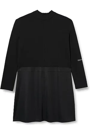 Calvin Klein Jeans Femme Robe Plus Coated Milano A-Line Manches Longues, , XL
