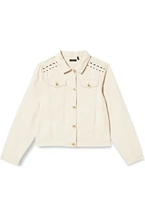 IKKS JUNIOR Veste Denim Couleur aux Motifs géométriques brodés XU40022.17, 12 Ans Fille