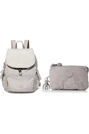 Kipling City Pack S, Backpacks Femme, Gris, 19x27x33.5 cm + Creativity S, Pouches/Cases Femme, Gris, 4x14.5x9.5 cm
