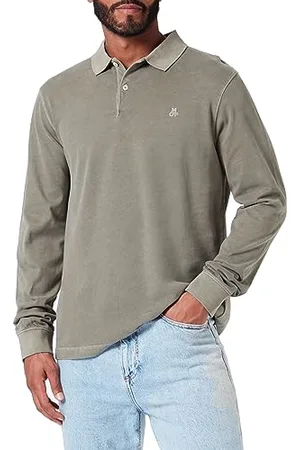 Marc O’ Polo Marc OߴPolo Hommes Polo à Manches Longues en Coton Biologique Regular Fit, (Olive), L