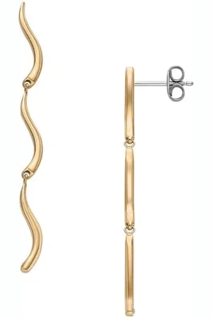 Skagen Boucles d’oreilles pendantes longues Essential Waves en acier inoxydable, doré, pour femme, SKJ1784710
