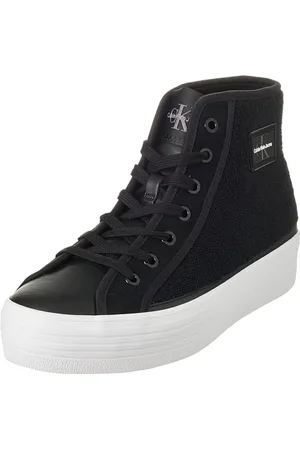 Calvin Klein Jeans Femme Bold Vulc FLATF High T ML FAD YW0YW01320 Baskets vulcanisées, Noir (Black/Bright White), 38 EU