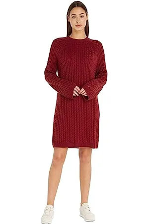 Tommy Hilfiger Femme Robe Soft Wool C-Neck Manches Longues, , XL