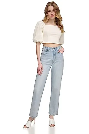 DKNY Straight Wide Leg Jeans, , 31 Femmes