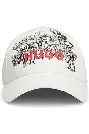 HUGO BOSS Hommes Jude-PP Casquette à Cinq Panneaux en Twill de Coton avec Motif Artistique de la Saison