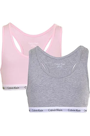 Calvin Klein Soutien-Gorge Fille Lot De 2 Brassière Stretch, Multicolore (Grey Heather/Unique), 10-12 Ans