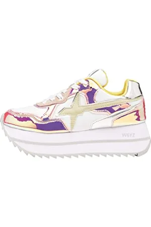 W6YZ Baskets en suède et Cuir, Blanc-Rose 35