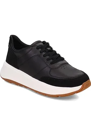 FitFlop Femme F-Mode Leather/Suede Flatform Trainers Basket, , 36.5 EU
