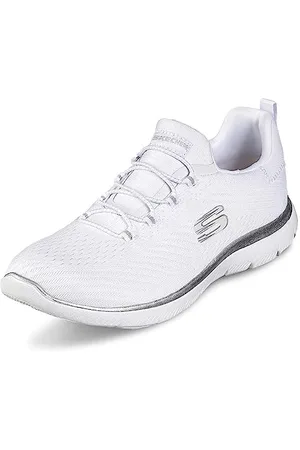 Skechers Femme Summits Fast Attraction Sneaker Basse, White Mesh/Silver Trim, 37 EU
