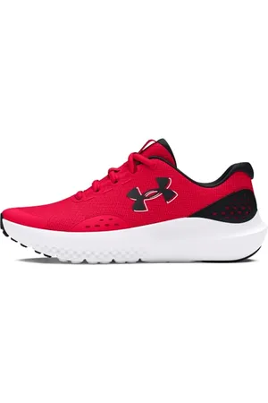 Under Armour UA BGS Surge 4 Chaussures de sport pour garçons, baskets légères et confortables, rouge/noir/noir