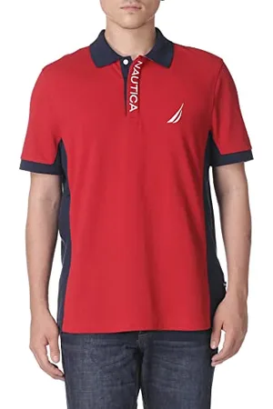 Nautica Polo piqué Performance à Manches Courtes Color Block Rouge, L Homme