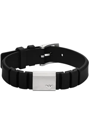 Emporio Armani Gourmette en acier inoxydable et silicone, noir, pour homme, EGS3079040