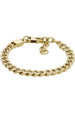 Fossil Bracelet chaîne Harlow Linear Texture en acier inoxydable, doré, pour homme, JF04698710