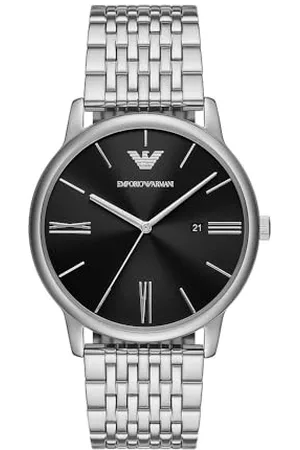 Emporio Armani Montre à trois aiguilles avec date, en acier inoxydable, pour homme, AR11600