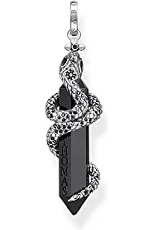 Thomas Sabo Pendentif serpent pour homme en argent sterling 925 noirci avec pierre onyx noire 46 x 13 mm PE944-641-11, H: ca. 46mm / B: ca. 13mm, Argent sterling, Zircone cubique