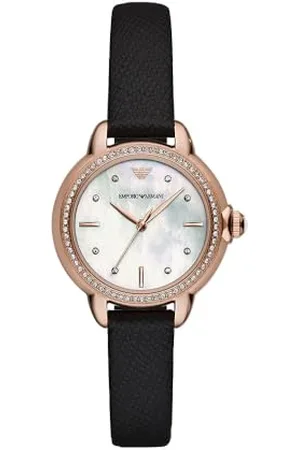 Emporio Armani Montre à trois aiguilles, en acier inoxydable, doré rose, pour femme, AR11598