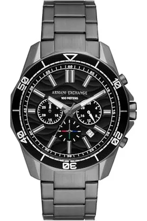Armani Exchange Montre chronographe, en acier inoxydable, gris « gunmetal », pour homme, AX1959