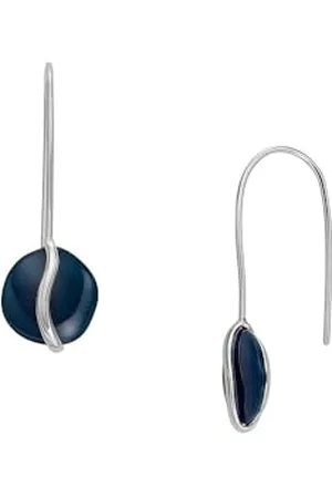 Skagen Clous d’oreilles traversantes Sofie , en verre de mer aux formes courbes, bleu, pour femme, SKJ1812040
