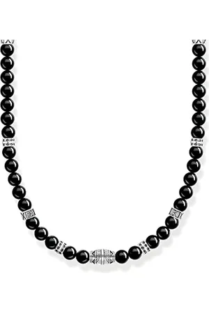 Thomas Sabo KE2180-507-11-L50 Chaîne pour homme en argent sterling 925 avec perles en onyx Longueur 50 cm, 50 cm, Argent sterling, Pas de gemme