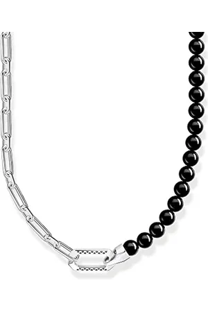 Thomas Sabo KE2179-507-11-L55V Chaîne pour homme avec perles en onyx noir et maillons en argent sterling 925 légèrement noirci Longueur 55 cm, 55cm, Argent sterling, Pas de gemme