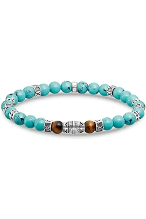 Thomas Sabo Bracelet unisexe avec éléments turquoise et œil de tigre en argent sterling 925, noirci A2087-364-7, Mittelgroße, Argent sterling, Pas de gemme