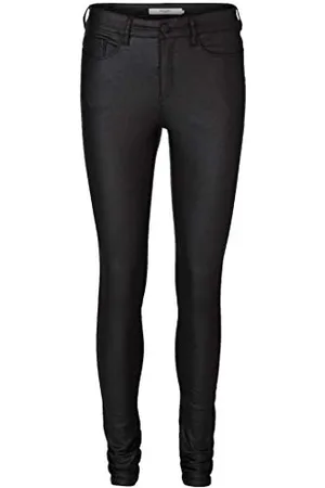 VERO MODA 10138972 - Pantalon - Slim - Femme - Noir (Black/Coated) - FR: 34 (Taille Fabricant: XS/32)