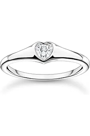 Thomas Sabo TR2390-051-14 Bague pour femme en avec cœur, 52, Argent sterling, Zircone cubique