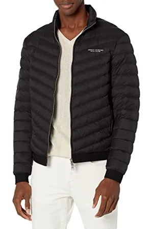 Armani Exchange Quilted Down Milano/New York Logo Zip-up Jacket Manteau Alternatif en Duvet, , M Homme