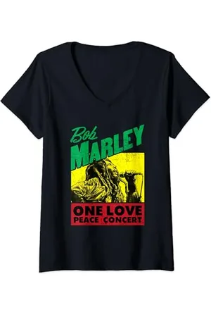 Bob Marley Femme Concert officiel One Love Peace T-Shirt avec Col en V