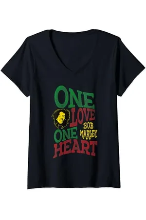 Bob Marley Femme One Love One Cœur officiel T-Shirt avec Col en V