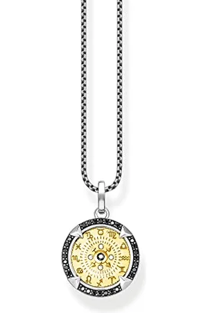 Thomas Sabo Elements of Nature KE2153-849-11-L50V Elements of Nature Chaîne pour homme en argent sterling 925 plaqué or jaune 750 avec pierres de zircone noires Longueur 50 cm, 50 cm, Argent sterling