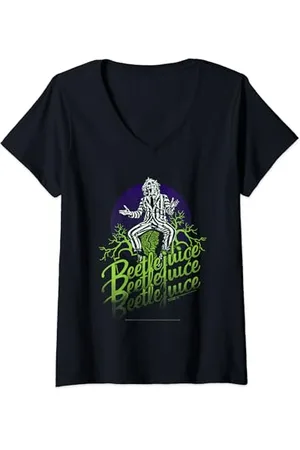 BEETLEJUICE Femme Faded T-Shirt avec Col en V