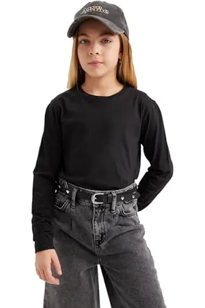 DeFacto B7785A8, T-Shirt Filles, Black