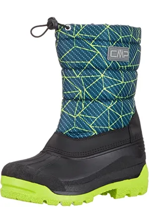 CMP Kids SNEEWY Snowboots Chaussures de Marche, Bleu-Vert Lime (Deep Lake-Acido), 30 EU