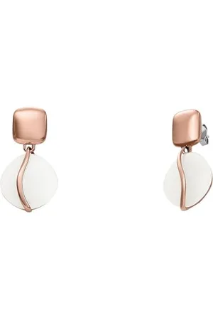 Skagen Boucles d’oreilles pendantes Sofie , en verre de mer aux formes courbes, blanc, pour femme, SKJ1816791