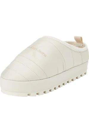 Calvin Klein Jeans Femme Home Slipper NY ML FAD YW0YW01449 Chaussons, Beige (Eggshell), 36 EU