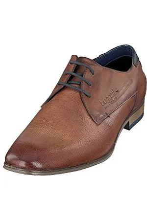 Bugatti Homme Chaussure basse business en cuir, Derby avec finition bicolore, Brun, 42 EU