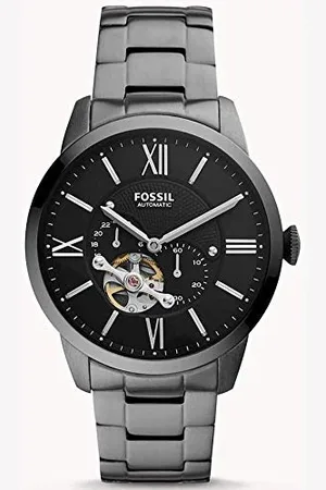 Fossil Montre pour homme Townsman, mouvement automatique, boîtier en acier inoxydable fumé de 44 mm avec bracelet en acier inoxydable, ME3172